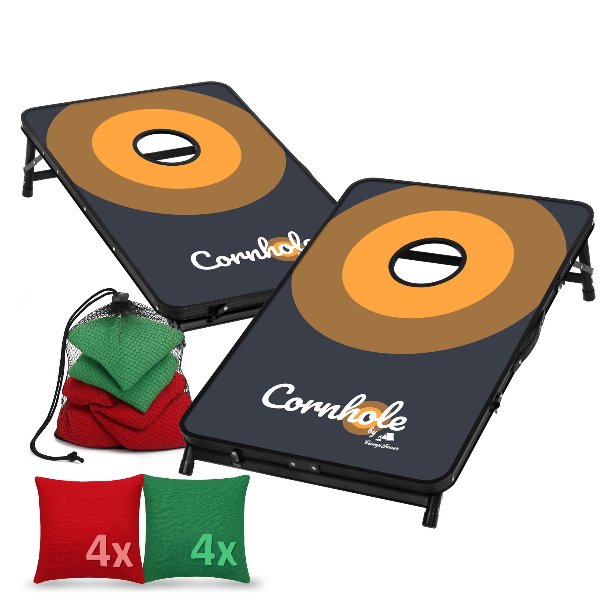CampFeuer Jeu officiel de Cornhole pour l'extérieur | Jeu de 2 planches, 8 sacs de lancer avec sac de rangement | 90 x 60 cm | Jeu de trou borgne, jeu de lancer, Bean Bag Game, jeu de jardin, jeu de