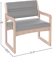 Vista 47 de Wooden Mallet Valley Bariatric Guest, Silla base de trineo, roble mediano