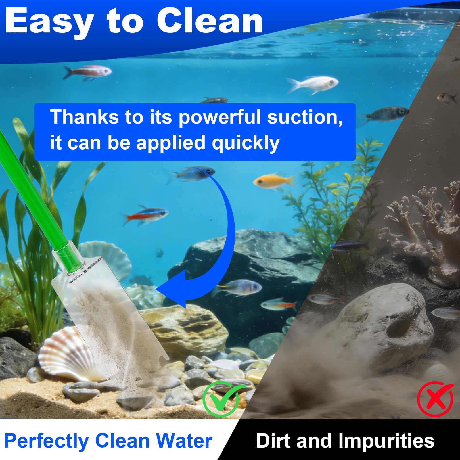 Limpiafondos Sifonador Acuario, Aspirador Acuario, Limpiador de Arena de la Bomba del Cambiador de Agua del Sifón del Vacío del Acuario, Limpia Fondos de Acuario con Manguera y Bomba