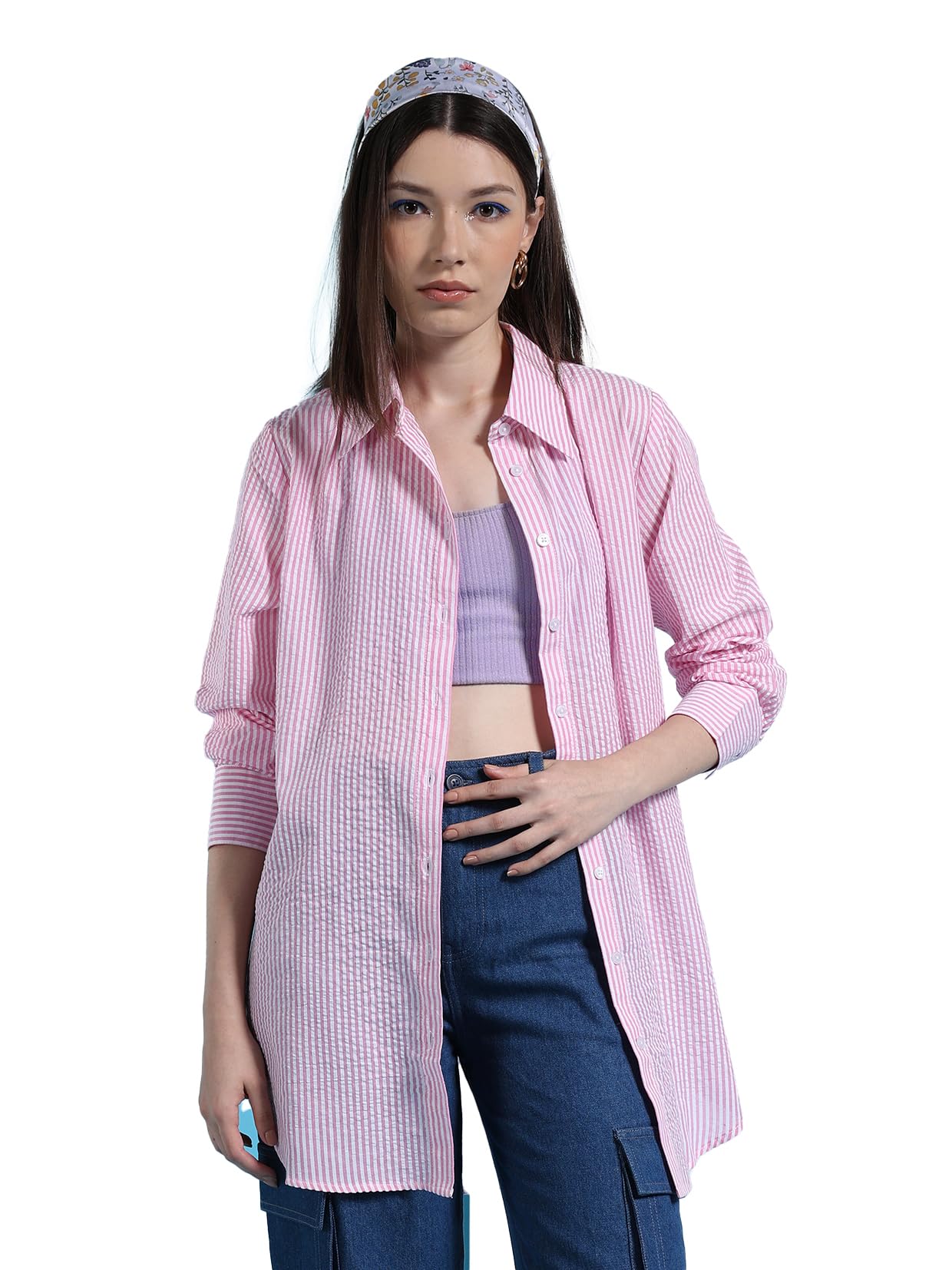 Freehandby The Indian Garage Co Women Oversized Striped Shirt