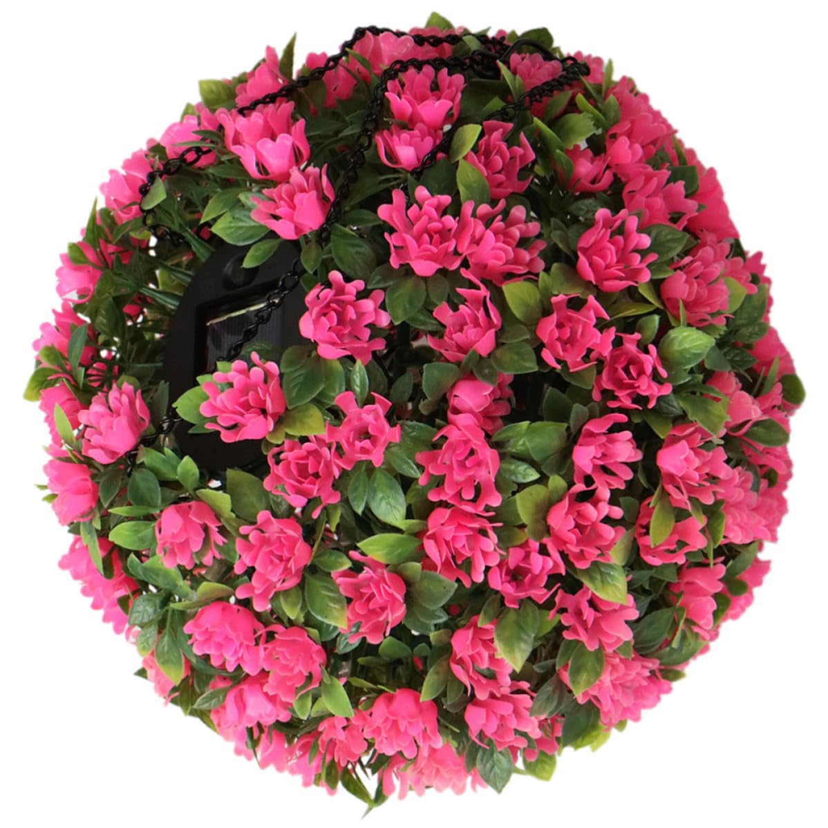 Bola topiaria colgante rosa resistente al agua con lámpara artificial LED