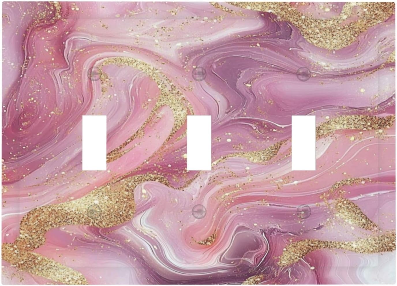 Light Switch Cover Pink Gold Fluid Abstract Marble Luxury 3 Gang Wall Plate Triple Light Switch Plate Toggle Decorative Outlet Covers Electrical Switchplate for Bedroom Barhroom Decor image 2