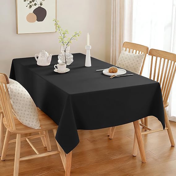 6 Pack Black Polyester Tablecloths,147 x 259 cm Table Covers