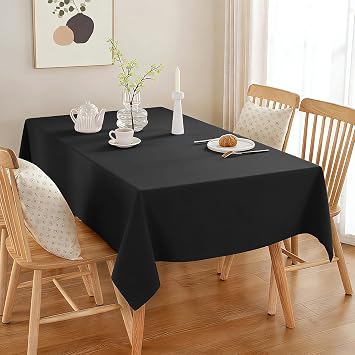 6 Pack Black Polyester Tablecloths,147 x 259 cm Table Covers