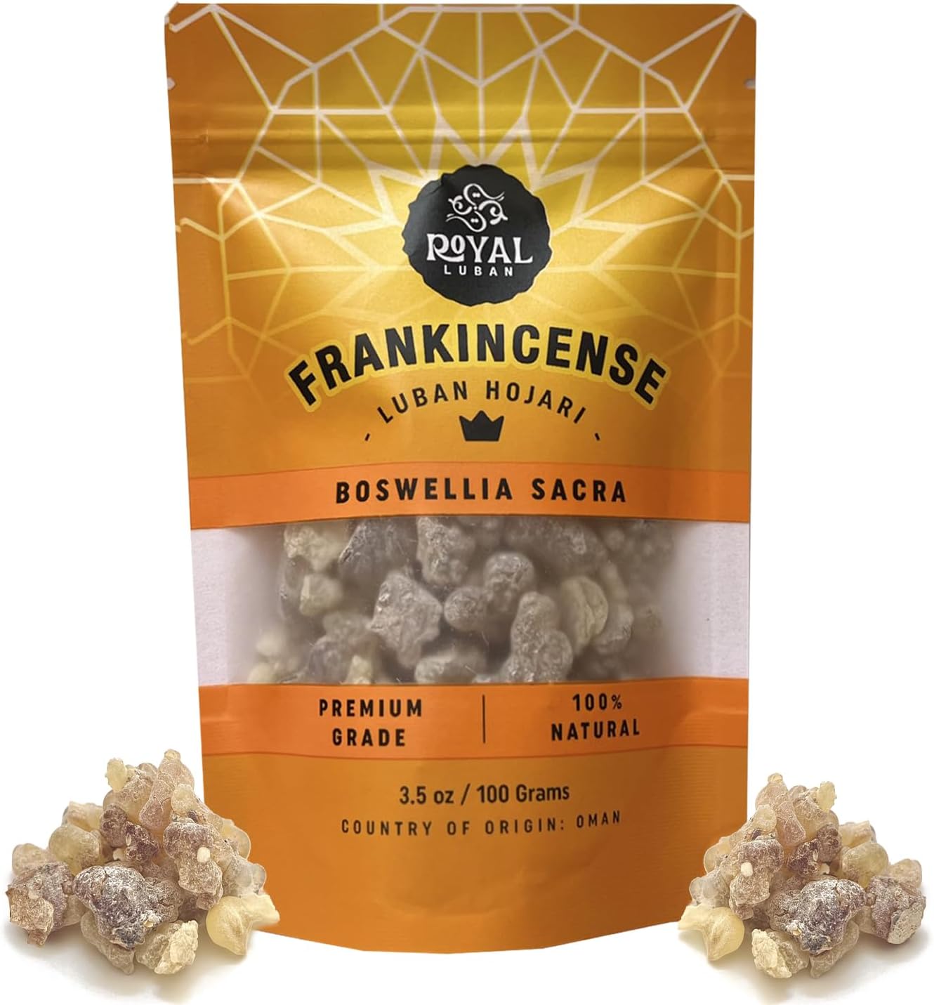 Frankincense Resins Boswellia Sacra Frankincense Incense Chruch Incense Olibanum Gum Bulk Luban 3.5 Ounce (100 Grams)