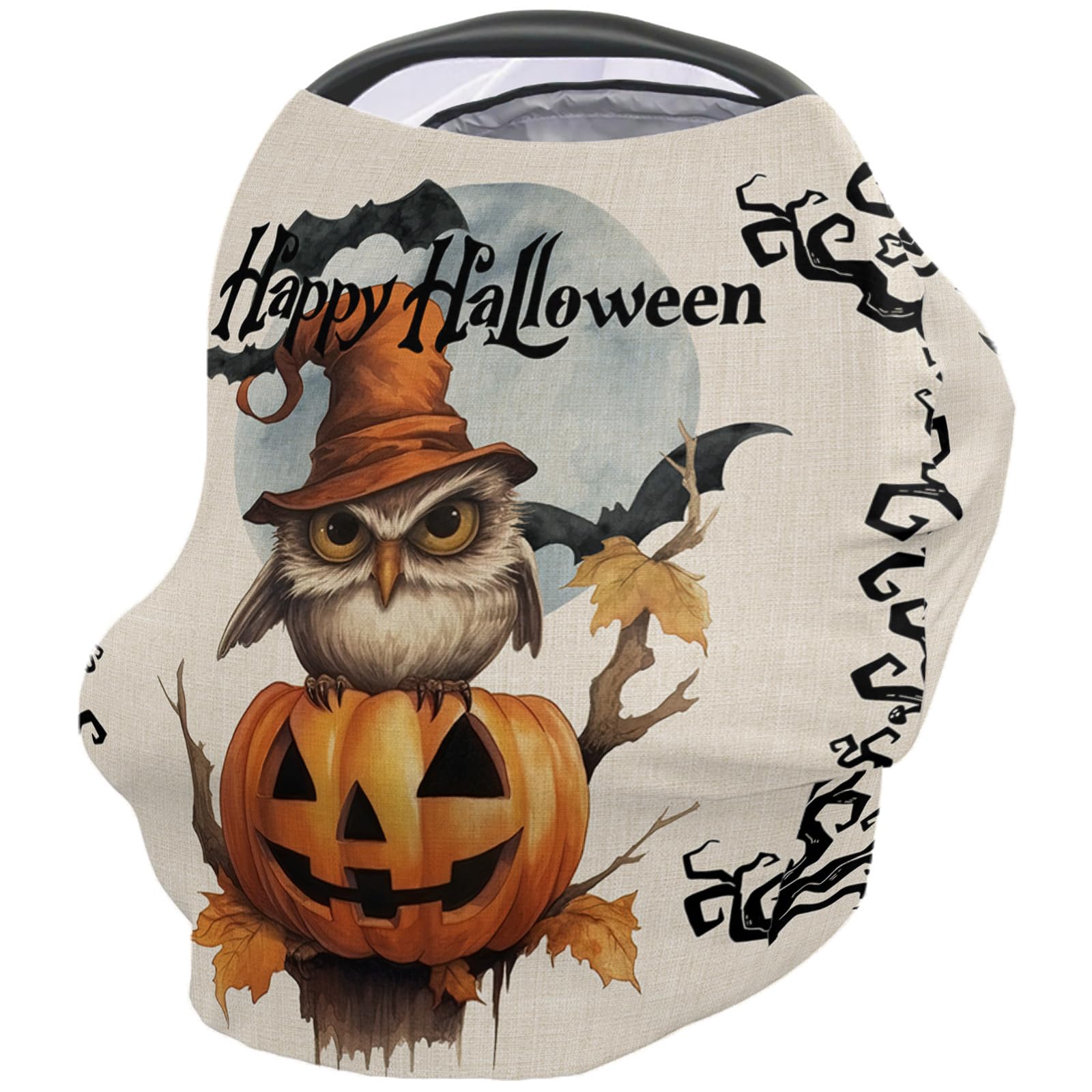 Nursing Cover for Breastfeeding Scarf, Halloween Branch Pumpkin Baby Car Covers Super Soft Multi Use for Canopy Shopping Cart Cover Blanket Stroller Cover
