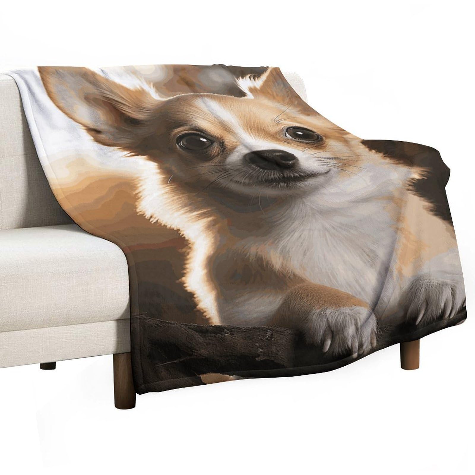 Couverture flanelle chihuahua 167x228 cm pour lit et canapé