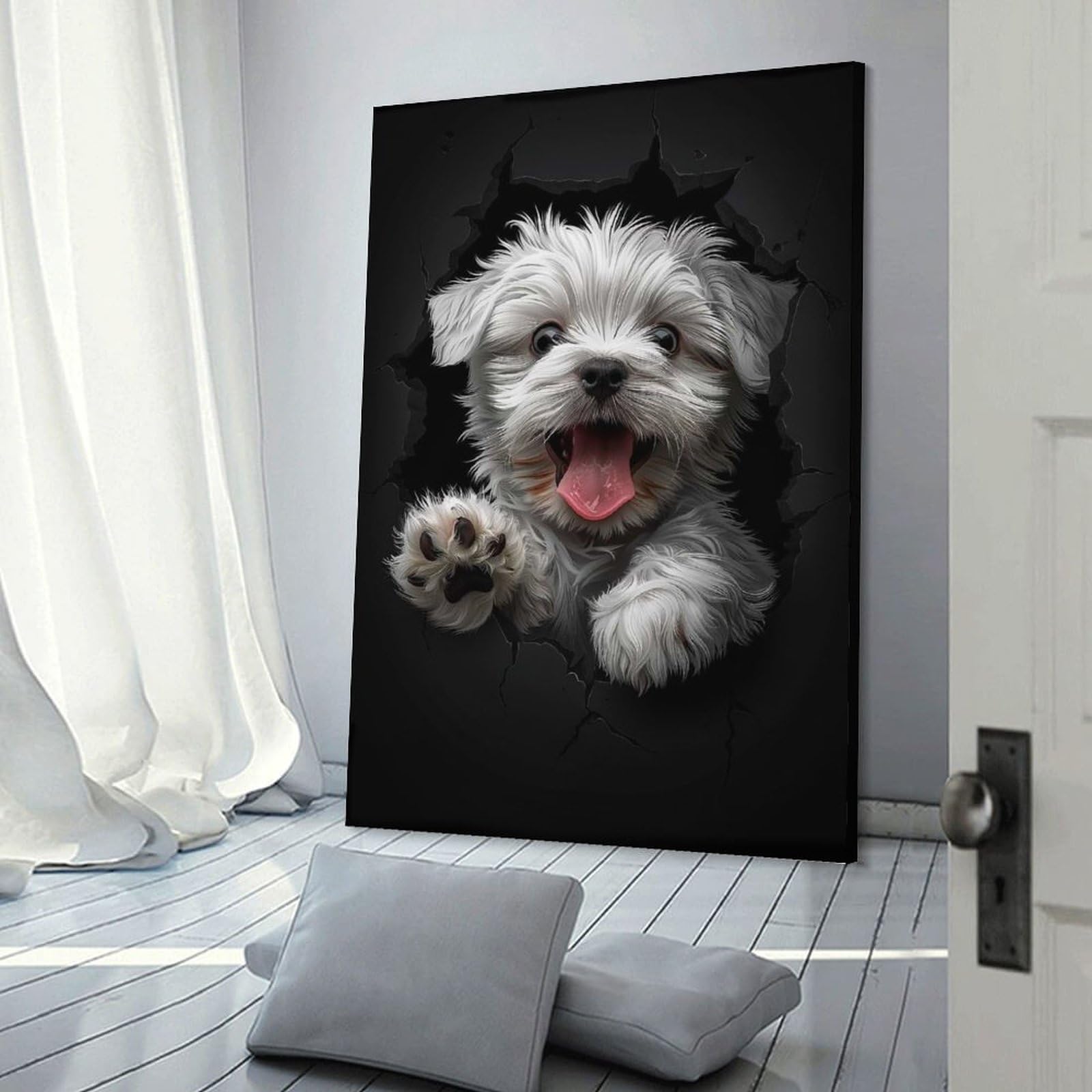 Junmoney Maltese(2) Canvas Art Print, 24x36inch(60x90cm), for Wall Displays, Bedrooms Or Room Updates, Home Wall Art for Statement Displays