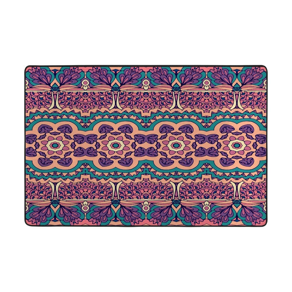 Large Area Rug Non Slip Floor Carpets Soft Comfort Indoor Floor Mats Home Decor for Bedroom Sofa Living Room Ethnic Tribal Floral Pattern
