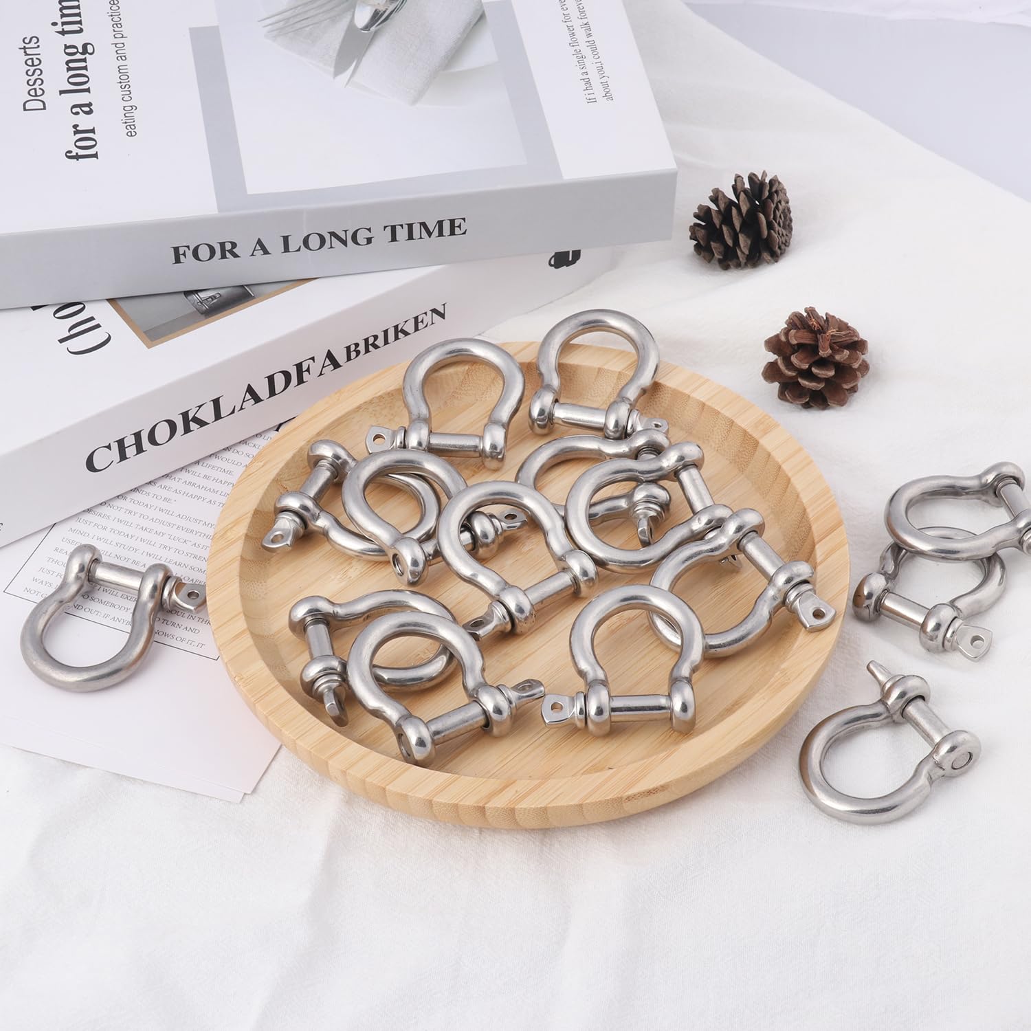 Construction Lifting Shackles GENHAKON 15-Pack 5/16 Inch Stainless Steel D-Ring Shackles - 8mm Bow Shackles For Heavy Duty Use Outdoor Rigging Hardware