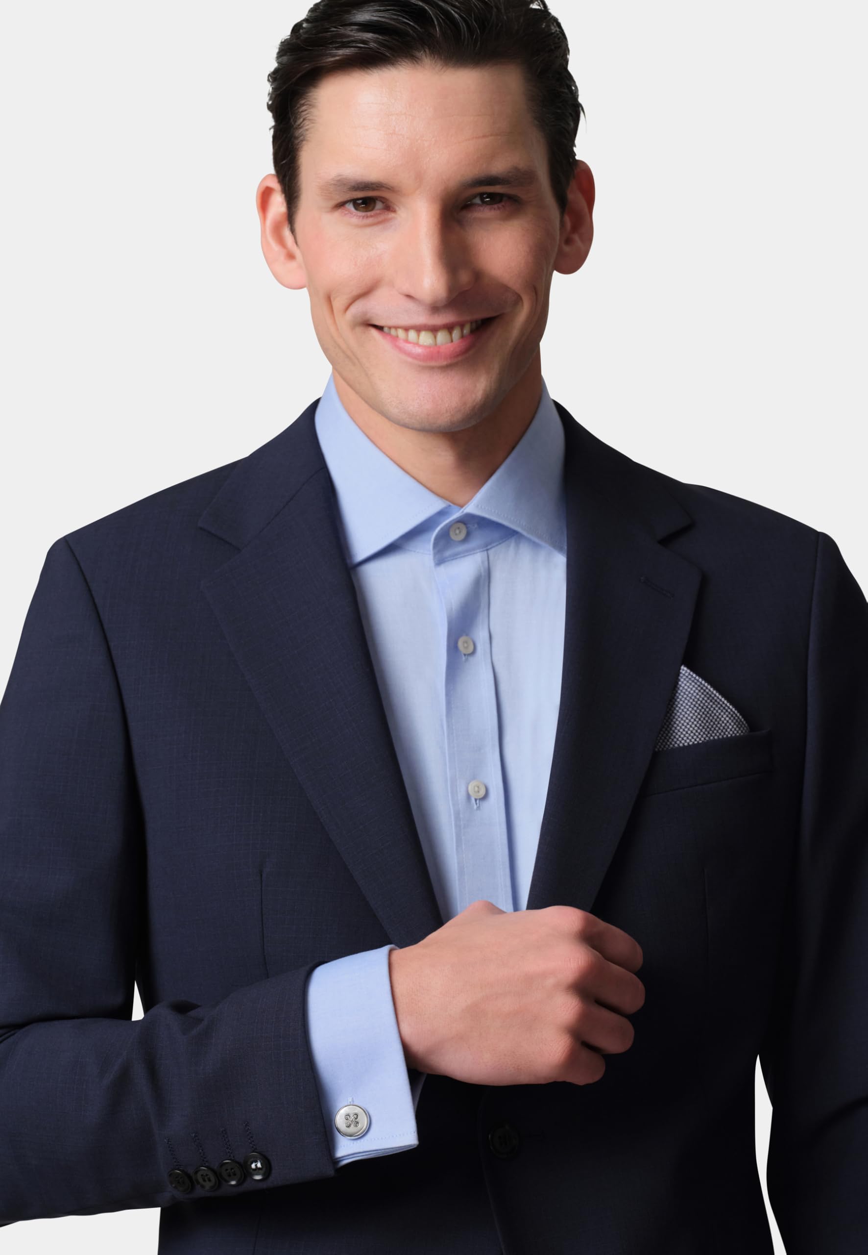 DAVIDOFF Manschettenknöpfe – Runde Manschettenknöpfe, versilbert – originelle Herrenhemd-Accessoires – Rhodiniertes Messing – Hochzeiten und Events