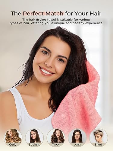 Miniatura 3 de Hicober Toalla de microfibra para el cabello, súper absorbente, toalla de pelo para mujeres, de secado rápido, turbante para rizado y largo, todo