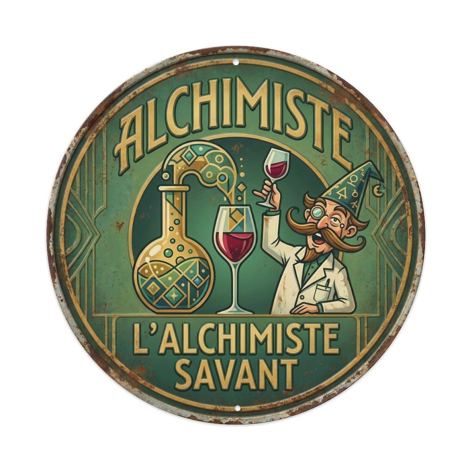 Alchemist Humorous Gathering Alchemist Vintage Metal Tin Sign Plaque Wall Decor for Cafe, Club, Garden Round Metal Poster 8x8Inch