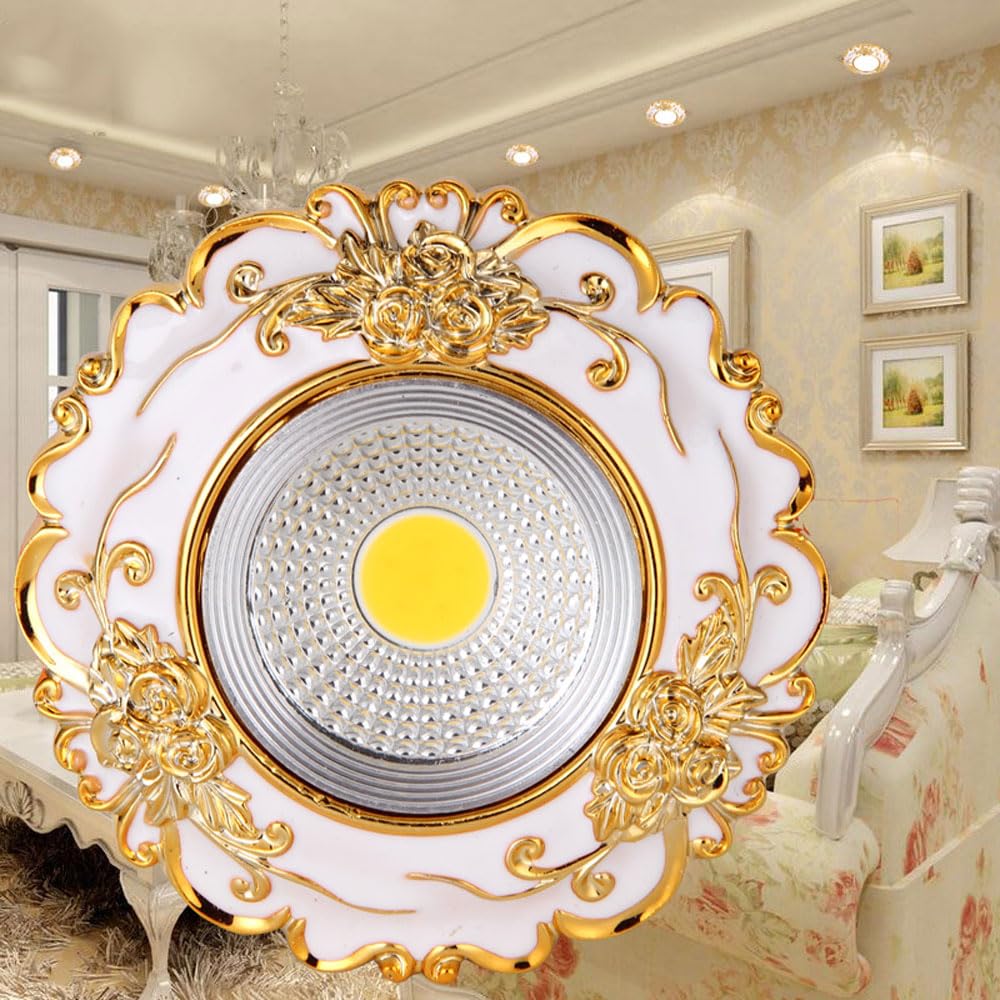 Downlight LED empotrable de Estilo Europeo, luminaria de Techo Regulable con Foco de adaptación Tipo Ojo de Buey de 3 CCT, Fuente de luz Ajustable, embellecedor Deflector de r,3W