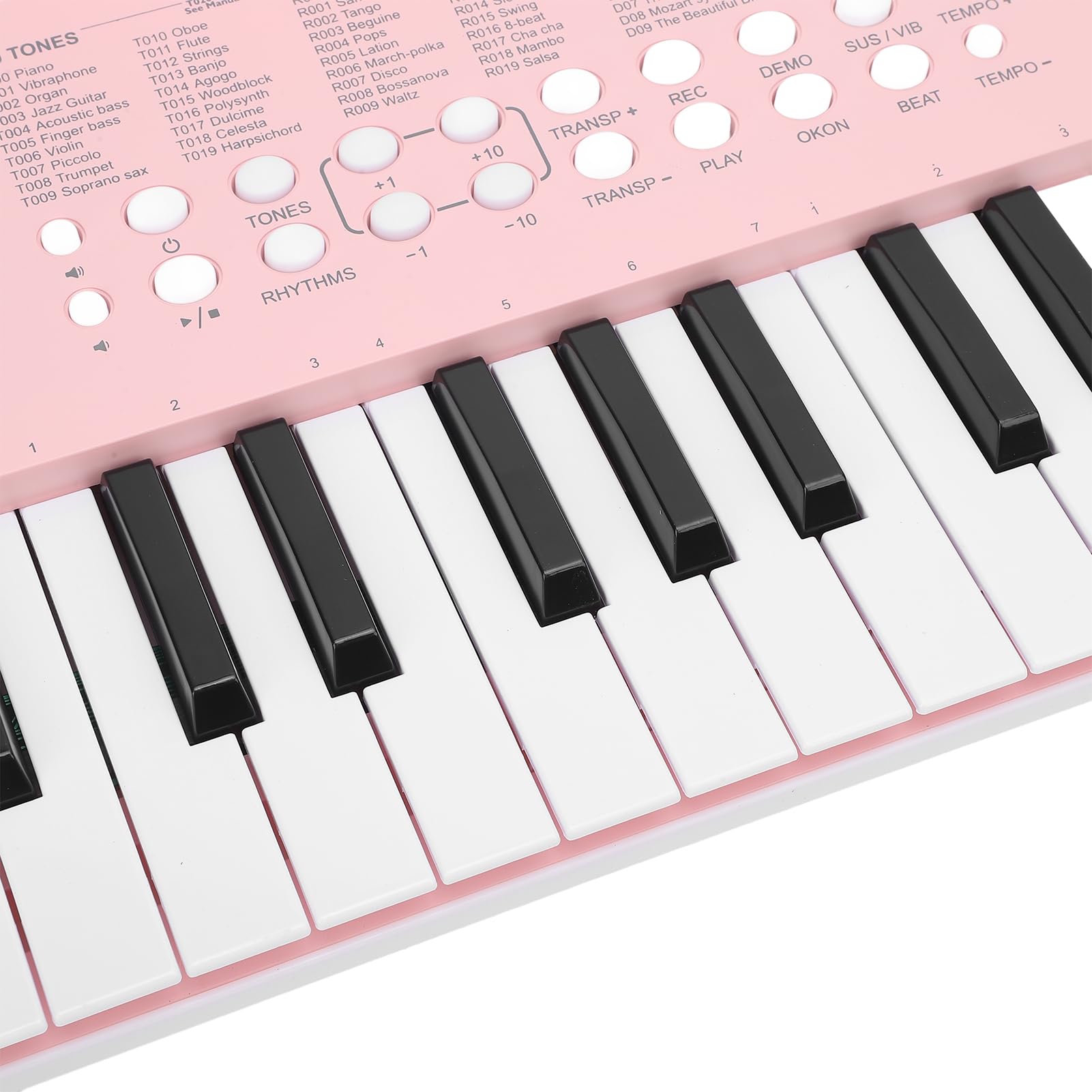 Pianoforte elettronico ZenithAur a 37 tasti con riproduzione della registrazione di brani, tastiera digitale in modalità doppia alimentazione per esercitarsi nella composizione (Rosea)