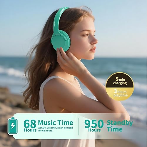 Miniatura 2 de MIDOLA - Auriculares Bluetooth MIDOLA con micrófono, plegables y ligeros, cubren las orejas, 68 horas de reproducción, 6 EQ, inalámbricos, estéreo