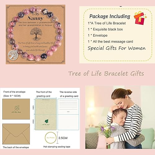Miniatura 6 de AnChang Regalos para mujeres, pulsera de árbol de la vida, regalos para abuela, abuela, abuelita, MiMi, abuela, Nonna, GiGi, pulsera de cuentas de