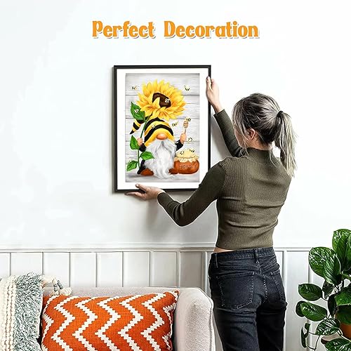 Miniatura 5 de NAIMOER Kits de pintura de diamantes de gnomos para adultos, gnomos de taladro completo con girasoles, kits de pintura de diamantes, pintura de