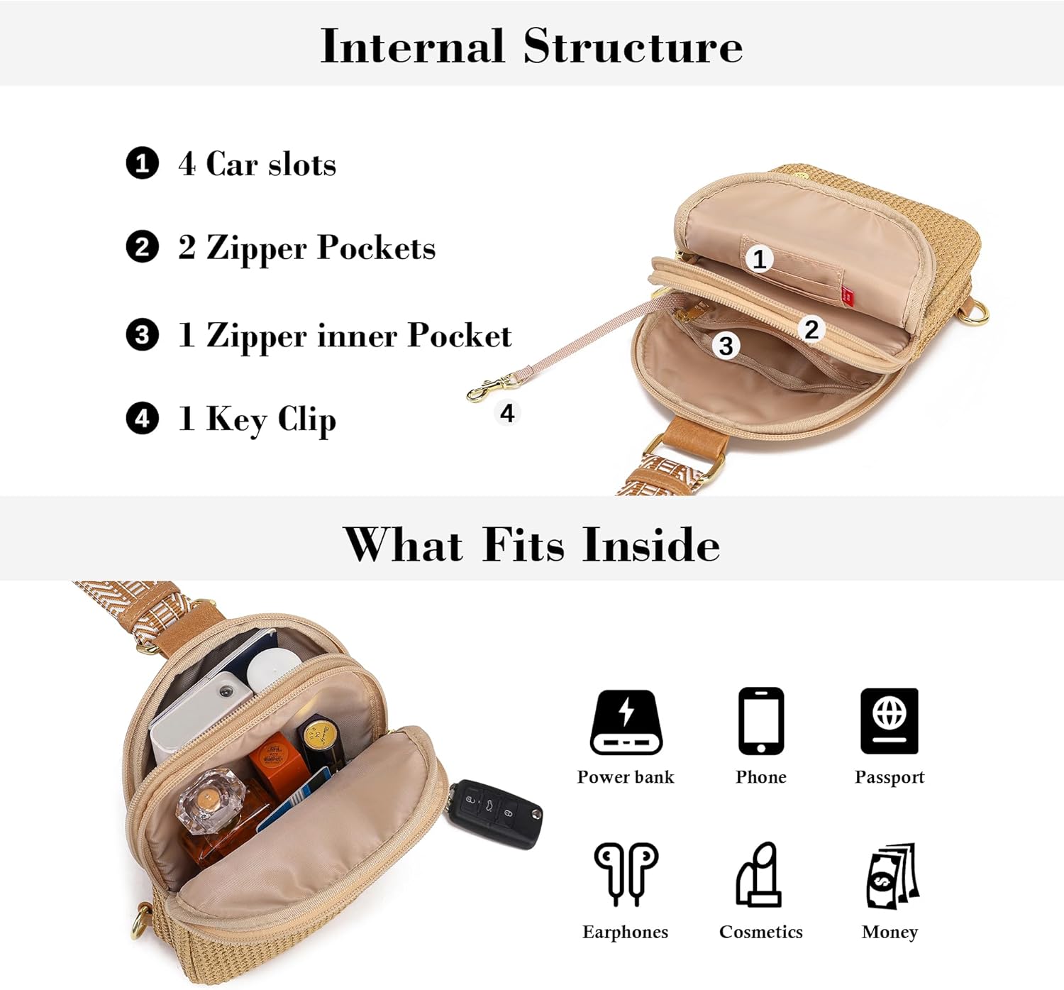 Haytijoe Faux Straw Crossbody Bags for Women RFID Summer Raffia Sling Bag Beach Vacation Travel Purse - Image 4