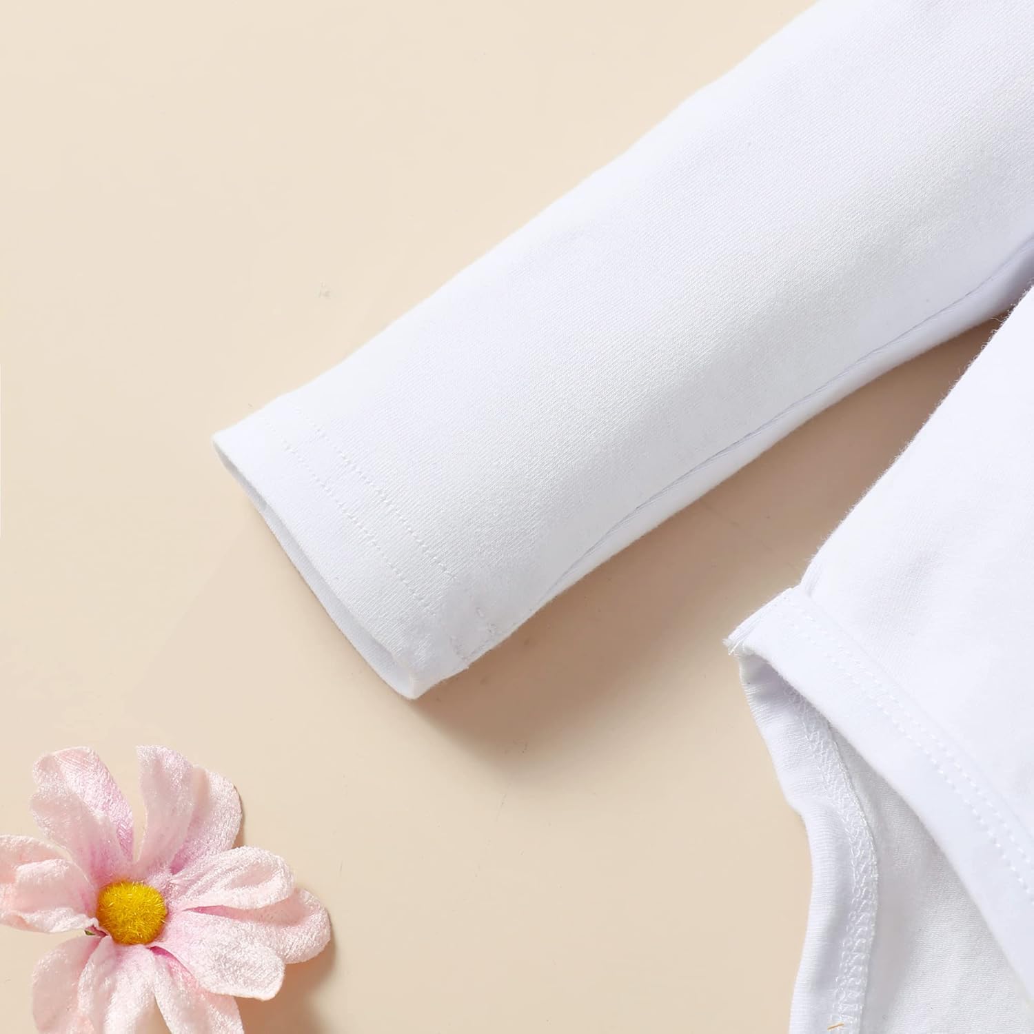 LYSMuch Baby Girls Ruffle Long Sleeve Bodysuit Infant Solid Color Top Jumpsuit Clothes - Image 5