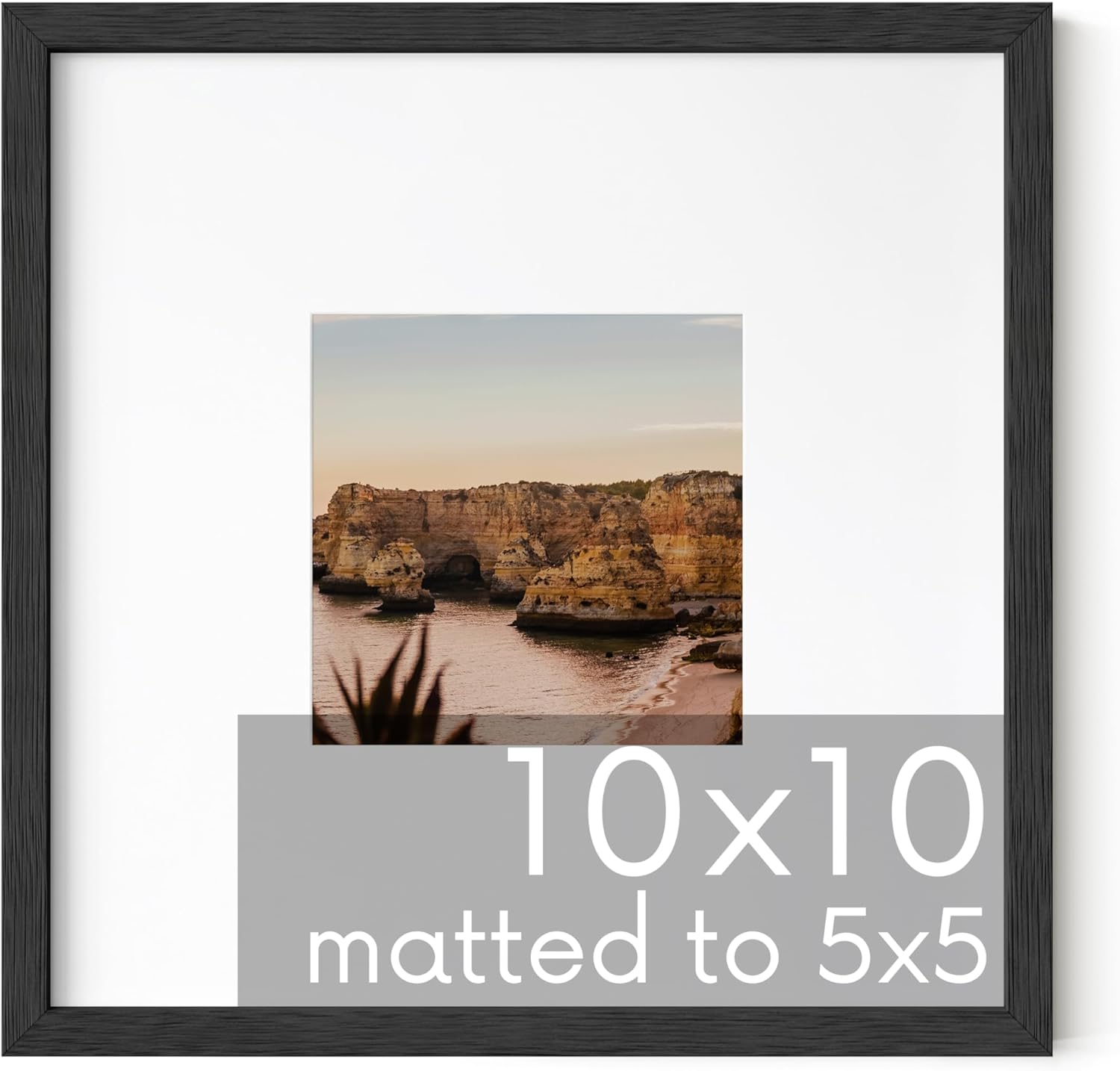 HAUS AND HUES Solid Oak 10”x10” Picture Frame Matted to 5”x5” 10x10 Mat Square
