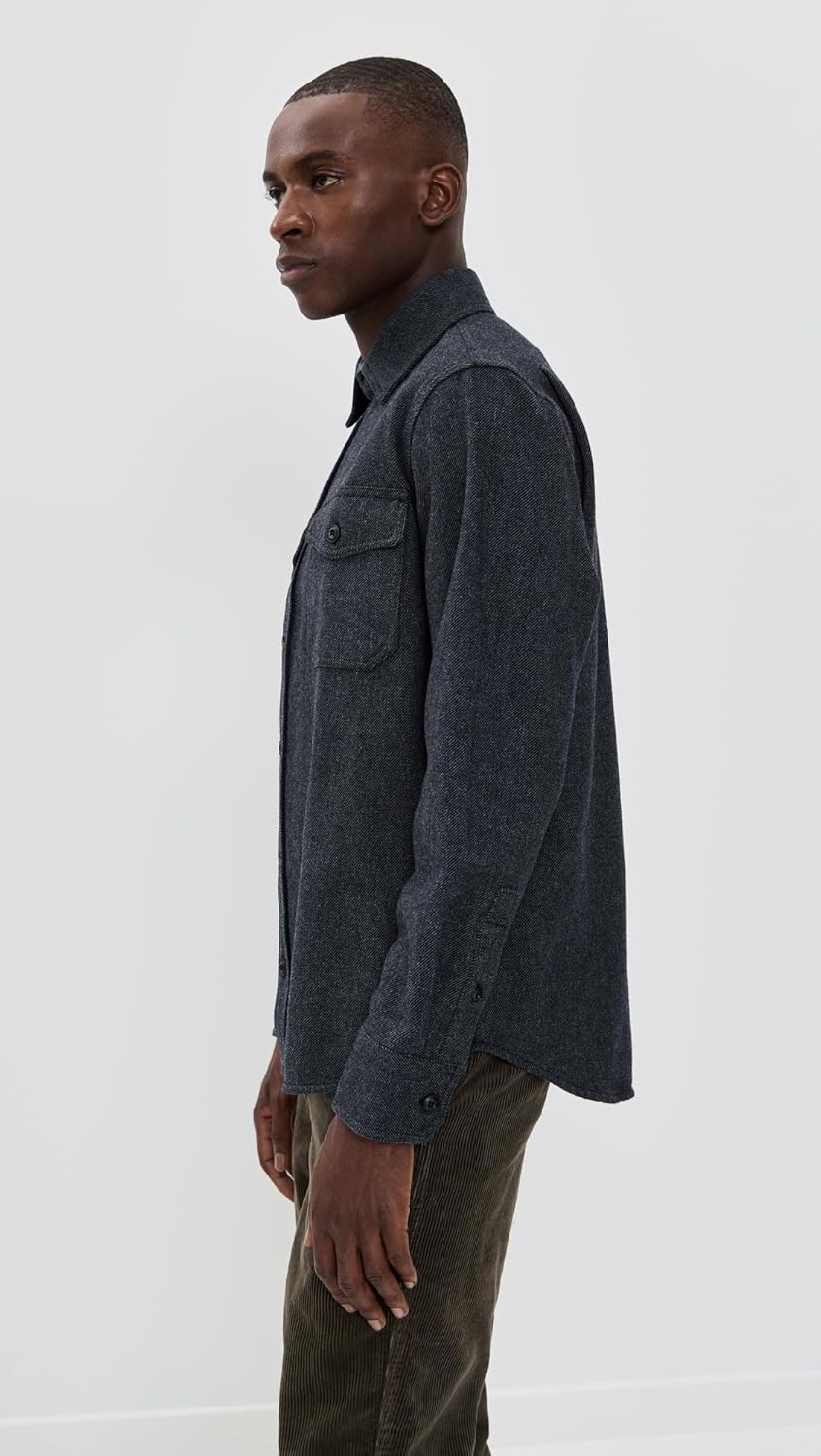 Taylor Stitch Men's The CPO Shirt, Heather Slate Twill, 17" Neck - Image 3