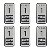 Powallon Class 1 Ebike Sticker 6 pcs 750W Vinyl Label for Electric Bike Classification - Contemporary Style, Water-Repellent, Outdoor Use