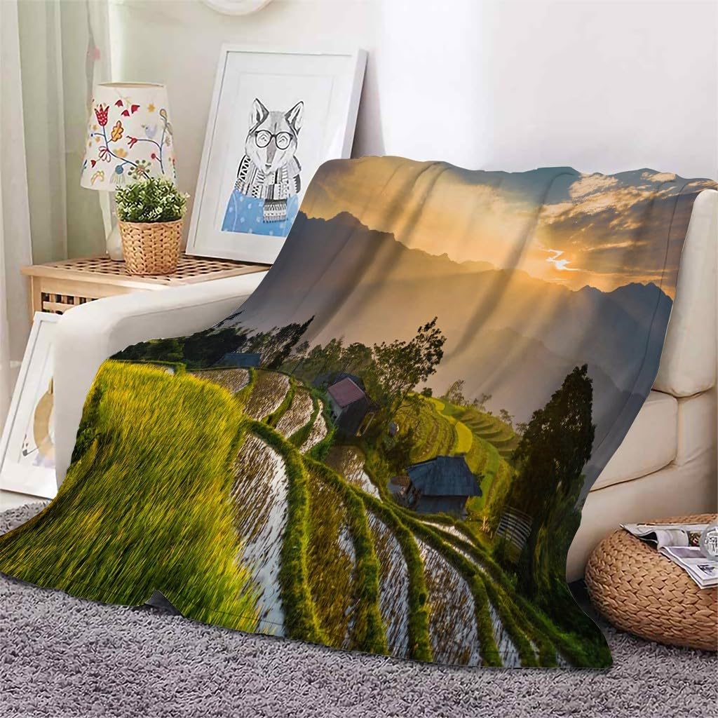 Koc zachód słońca koce na łóżko pojedyncze ciepło miękki koc na sofę, koce flanelowe 180 x 200 cm na wszystkie pory roku