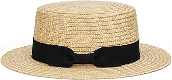 Boater Hats for Men Women Straw Skimmer Hat Wide Brim Halloween Christmas Costume