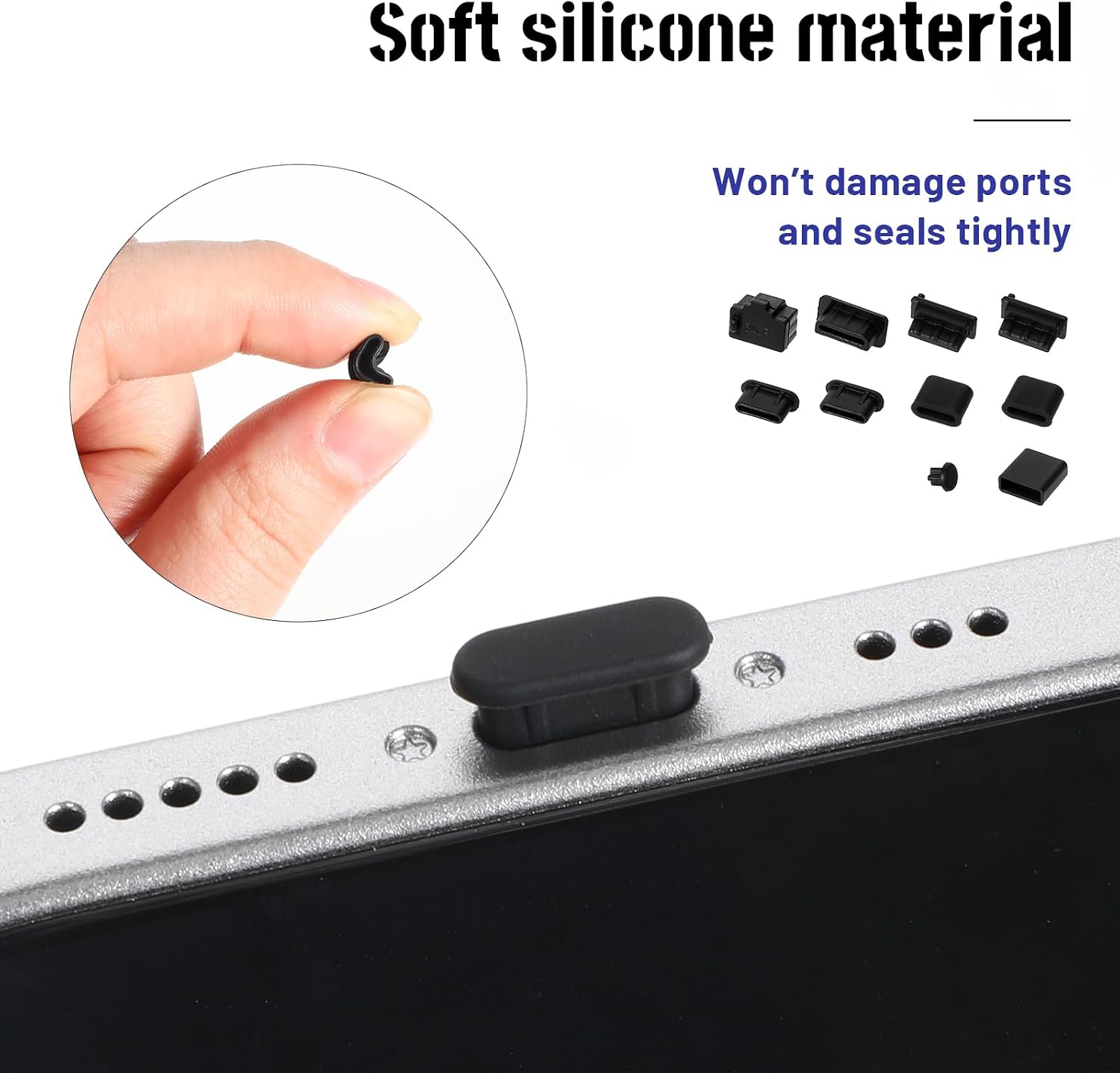 55Pcs USB Cover Cap Port Covers Micro USB Dust Plug Cover Caps | USBC Plug Covers Protectors Type-C Caps for Micro USB-A, Type C Female And Male Ports, 3.5mm Headphone
