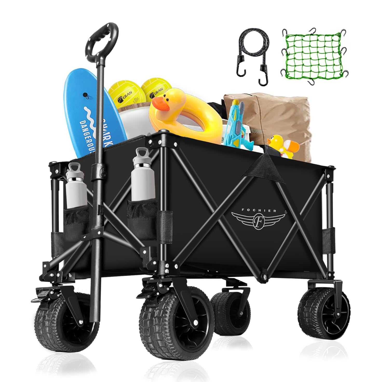 (Similarly)300L Collapsible Foldable Wagon with 350lbs Weight Capacity Folding Heavy Duty Utility Beach Wagon Cart with Brakes 900D Oxford Fabric Big All-Terrain Wheels Cup Holders for Camping Grocery Garden blue