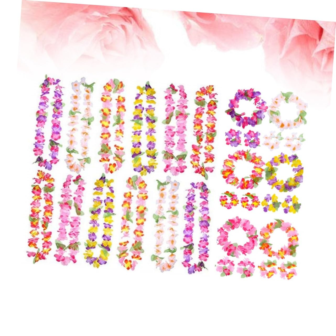 18stücke Hawaiianisches Blumenkranz-set Teiliges Set Mit Stirnband Halskette Und Armbändern Für Luau-feiern Strandpartys Und Sommerveranstaltungen Handgefertigte Farbenfrohe