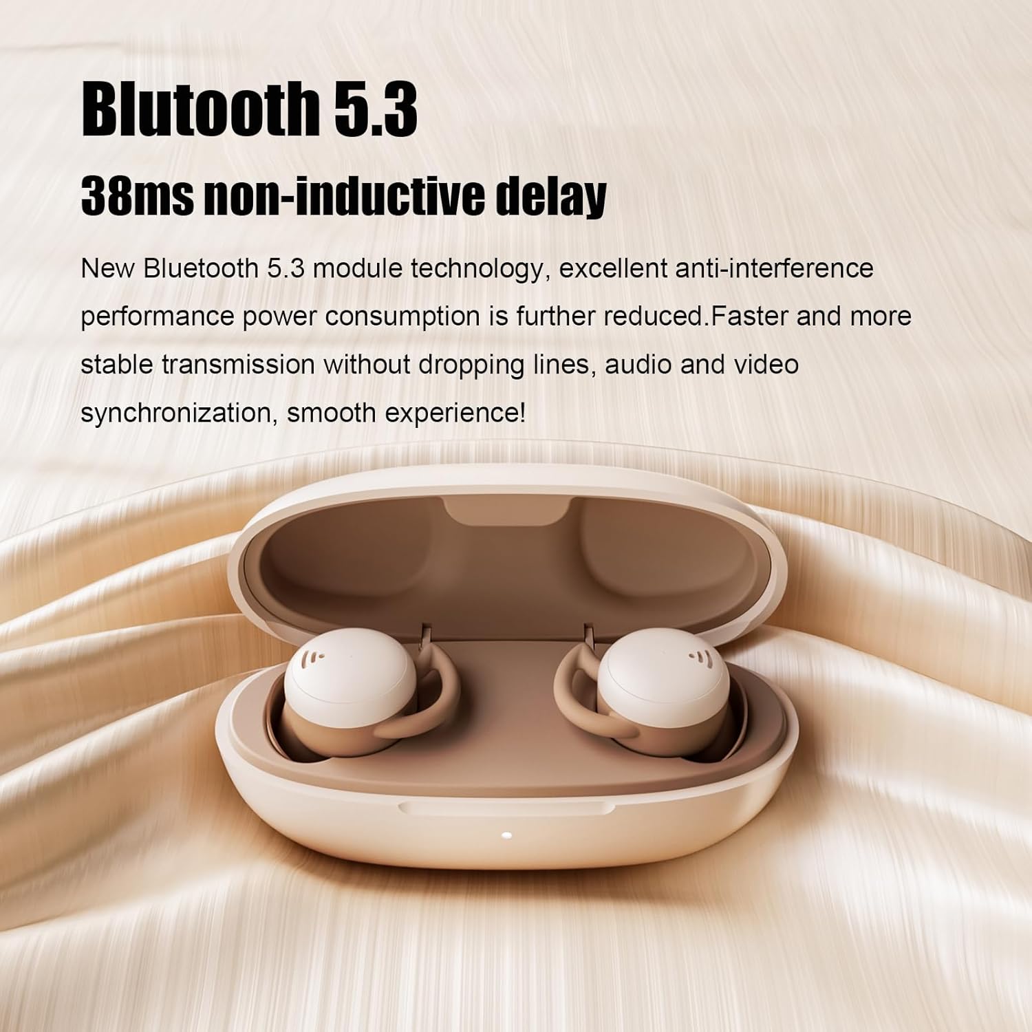Sleep Headphones Sleep Earbuds Sleeping Headphones for Side Sleepers Headphones Earbuds Noise Cancelling Earbuds for Sleep Bluetooth 5.3 Wireless Open Ear Headphones for Sleeping Driving Brown