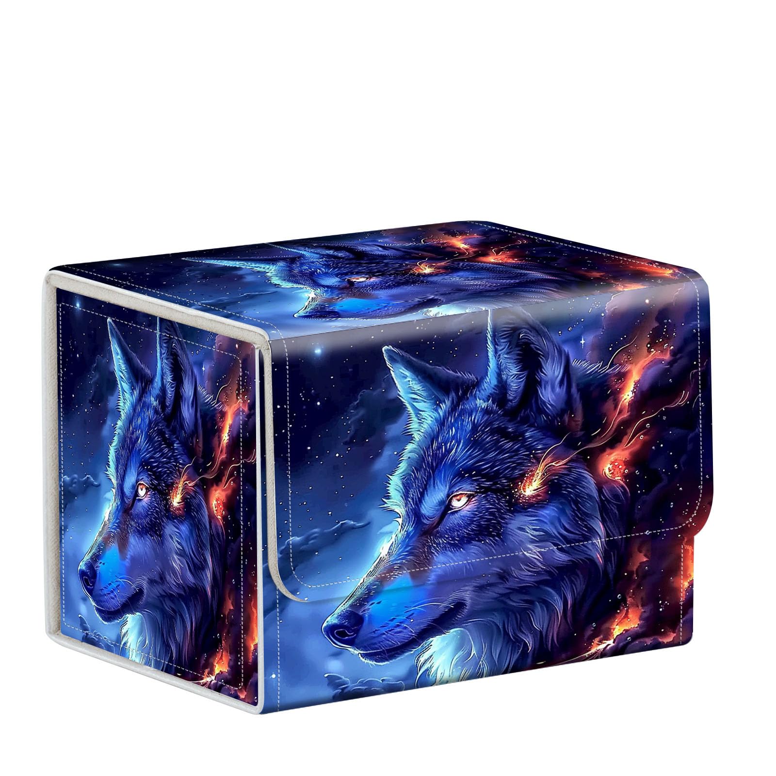 ETLKJVBL for Gamegenic MTG Deck Box,Store and Protect Your MTG Commander Decks and Cards with this Durable Card Storage Box,Designed Specifically for MTG Players.Blue Wolf with Glowing Eyes — image 1