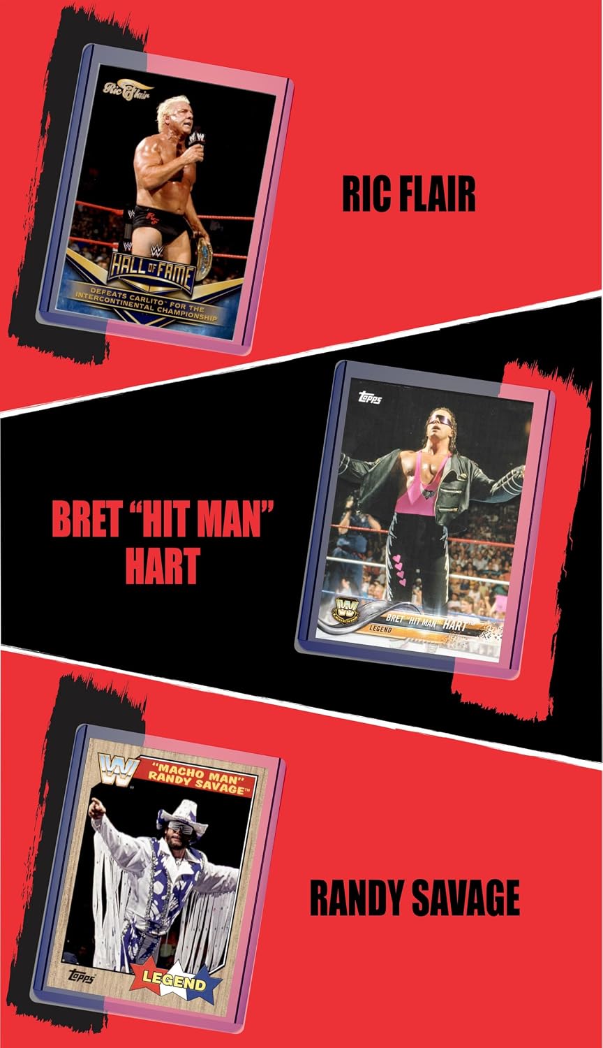 Wrestling Cards: John Cena, Hulk Hogan, The Rock, Stone Cold, Undertaker, Shawn Michaels, Ric Flair, Brett Hart, and Randy Savage All-Time Greats Assorted WWE Card (9) Gift Pack Gift Pack