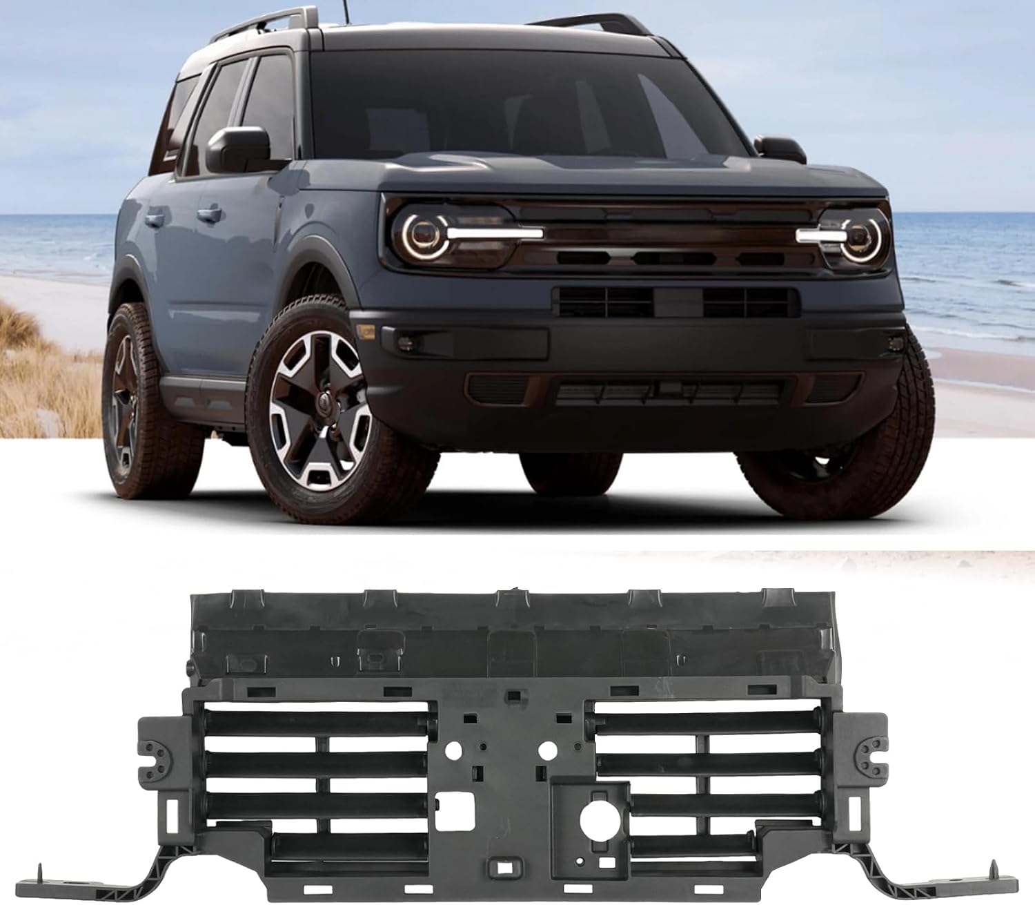 W/O Motor Lower Active Grille Shutter Assembly Fit for 2021-2025 Ford Bronco Radiator Down Shutter W/O Adaptive Cruise 2.3L 2.7L MB3Z8475DC FO1206141 MB3Z8475EB