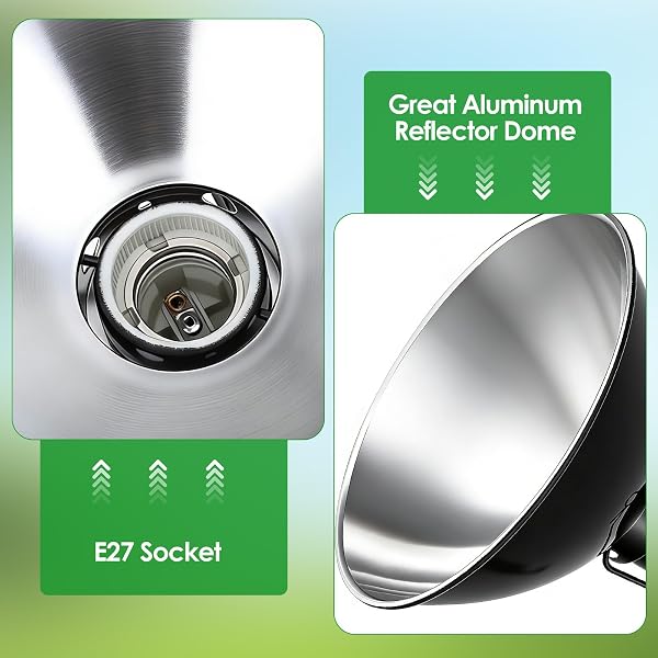 Eirolace Lampe Chauffante Terrarium Dome avec100W E27 Ampoule, Support de Lampe Chauffante à Réflecteur 20.5cm, Portable Chauffe-Tortue Réservoir de Reptiles Lampe pour Tortue Serpent Lézard Cacatoès - 4