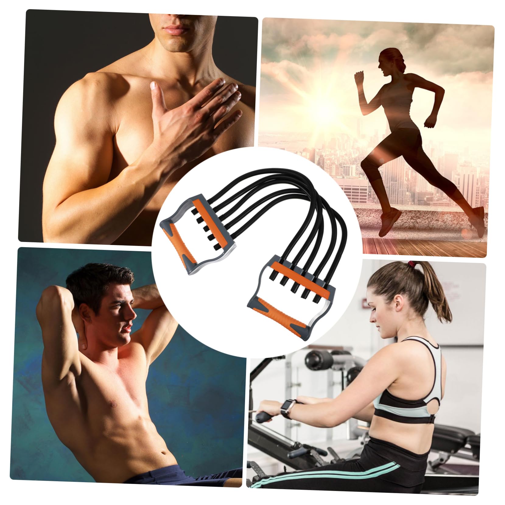 KOMBIUDA Latex Brustzieher mit 5 Widerstandsbändern für Muskeltraining und Kraftaufbau Leichtes Trainingsgerät für Rücken und Schultern im Fitnessstudio oder Büro