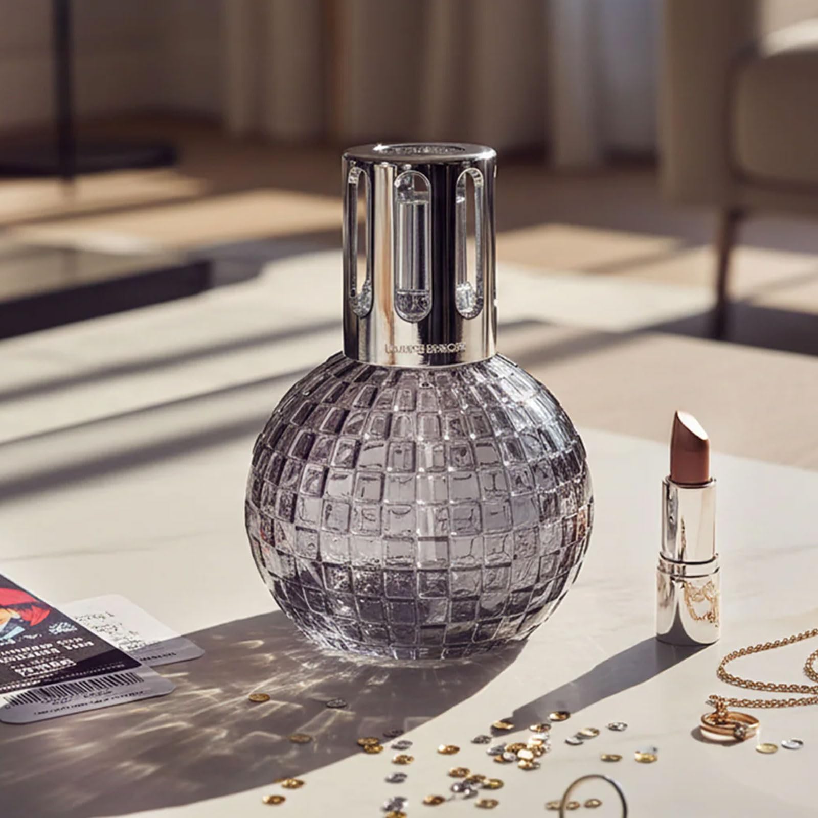 MAISON BERGER – Coffret Lampe Berger Disco – Diffuseur Catalytique – Action Anti-Odeurs & Parfum d’Intérieur – Recharge 250 ml Incluse - 9 × 9 × 12,6 cm (Gris)