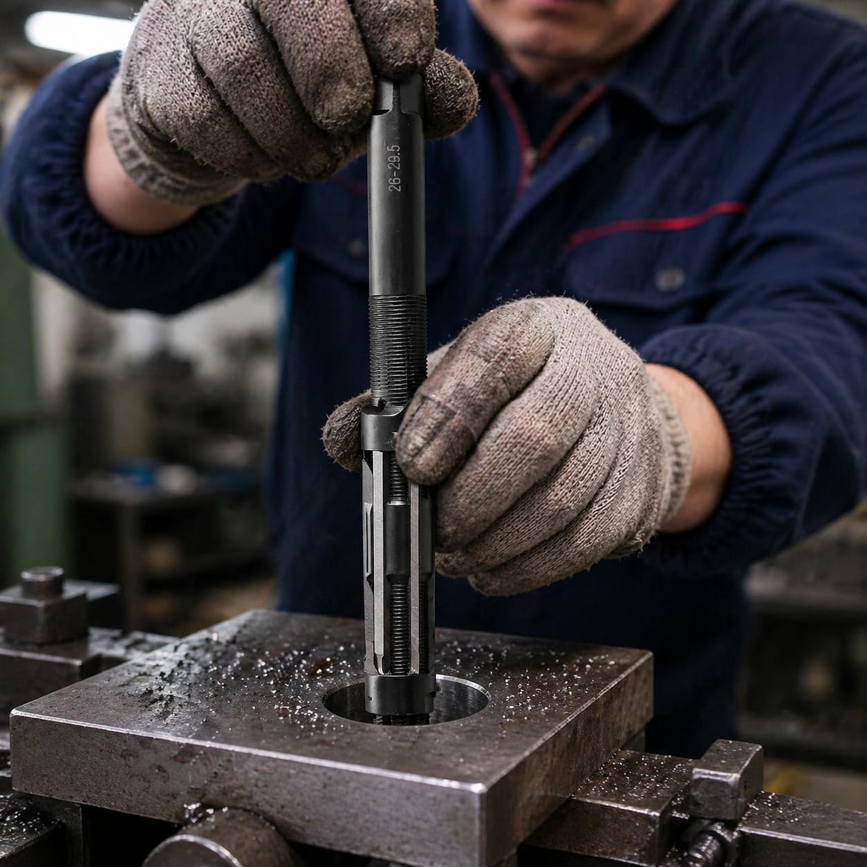 Alesatore Manuale Regolabile 26-29,5 mm - 9SiCr Rivestito in Olio - Codolo Cilindrico - Strumento di Precisione per Fori in Metallo
