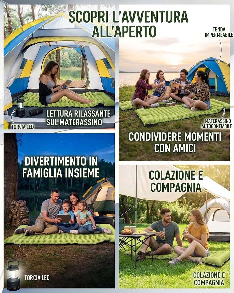 Colchoneta Hinchable Ultraligera para Camping, Colchón de Dormir Portátil y Resistente, Alfombra Inflable Multiusos para Actividades al Aire Libre, Senderismo y Estancia en Tienda de Campaña