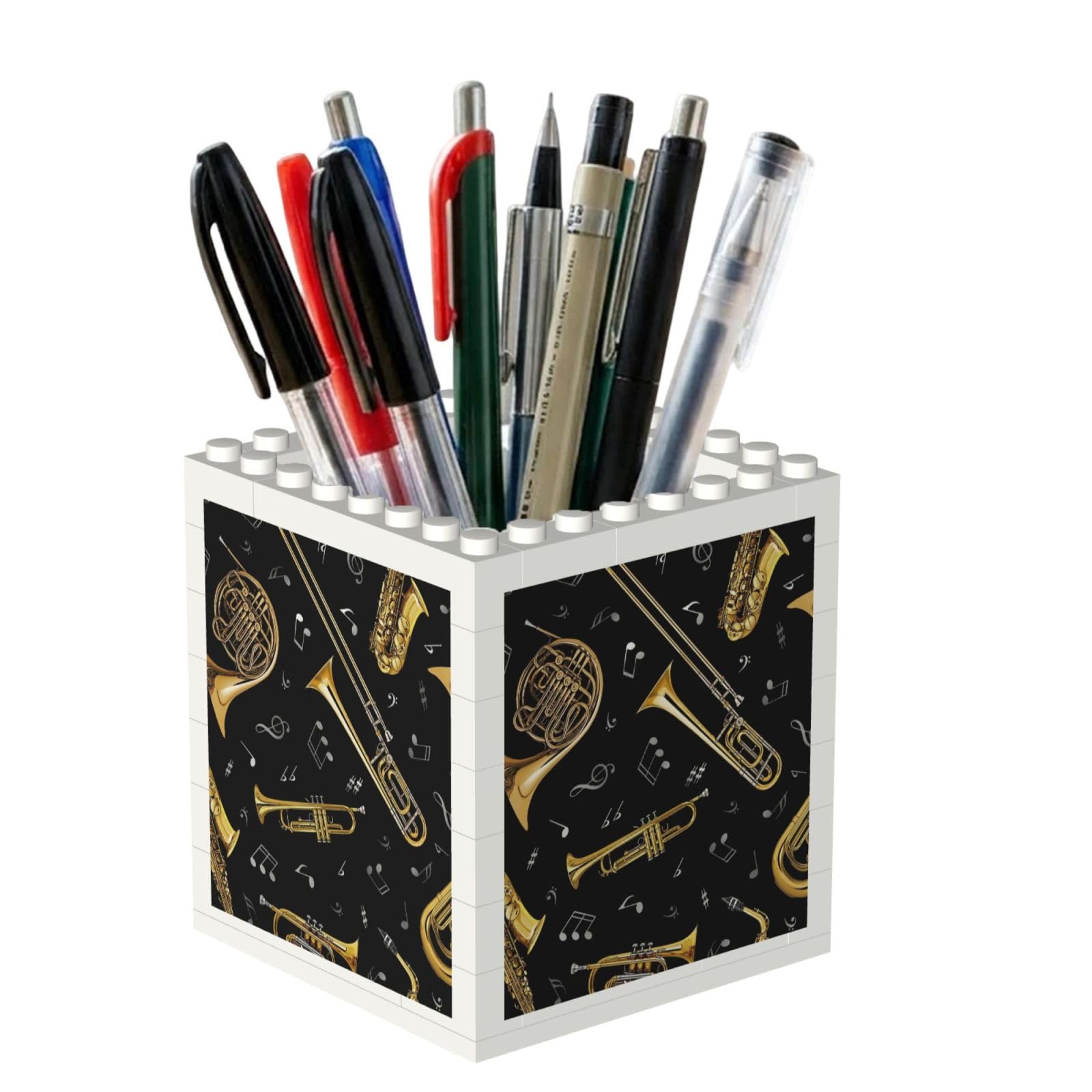 Poadnly Musical Instruments Classic Print, Pen Pot Pencil Holder for Office Home School, Compact Desk Organiser for Office Stationery