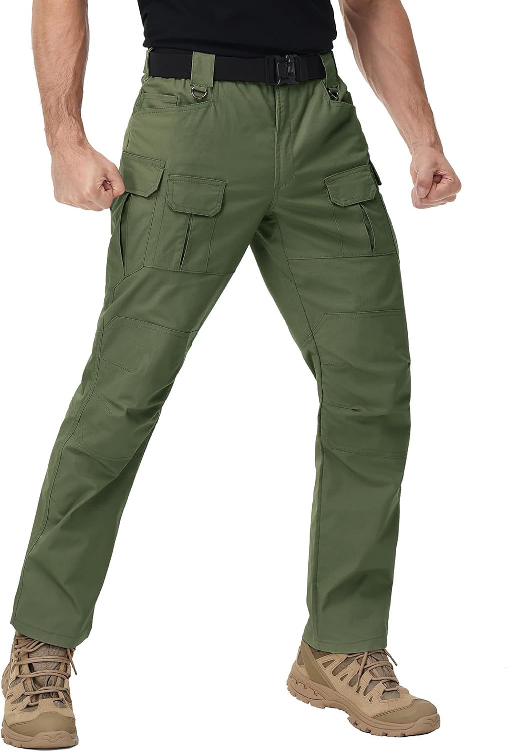 Men's Tactical Pants Water Resistant Stretch Cargo Ripstop Pants Lightweight Breathable Outdoor Work Hiking Pants - Image 2