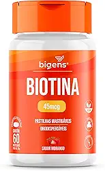 Biotina, Pastilhas mastigáveis, Sabor Morango, 60 pastilhas, Bigens (Unidade)