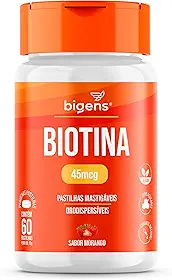Biotina, Pastilhas mastigáveis, Sabor Morango, 60 pastilhas, Bigens (Unidade)