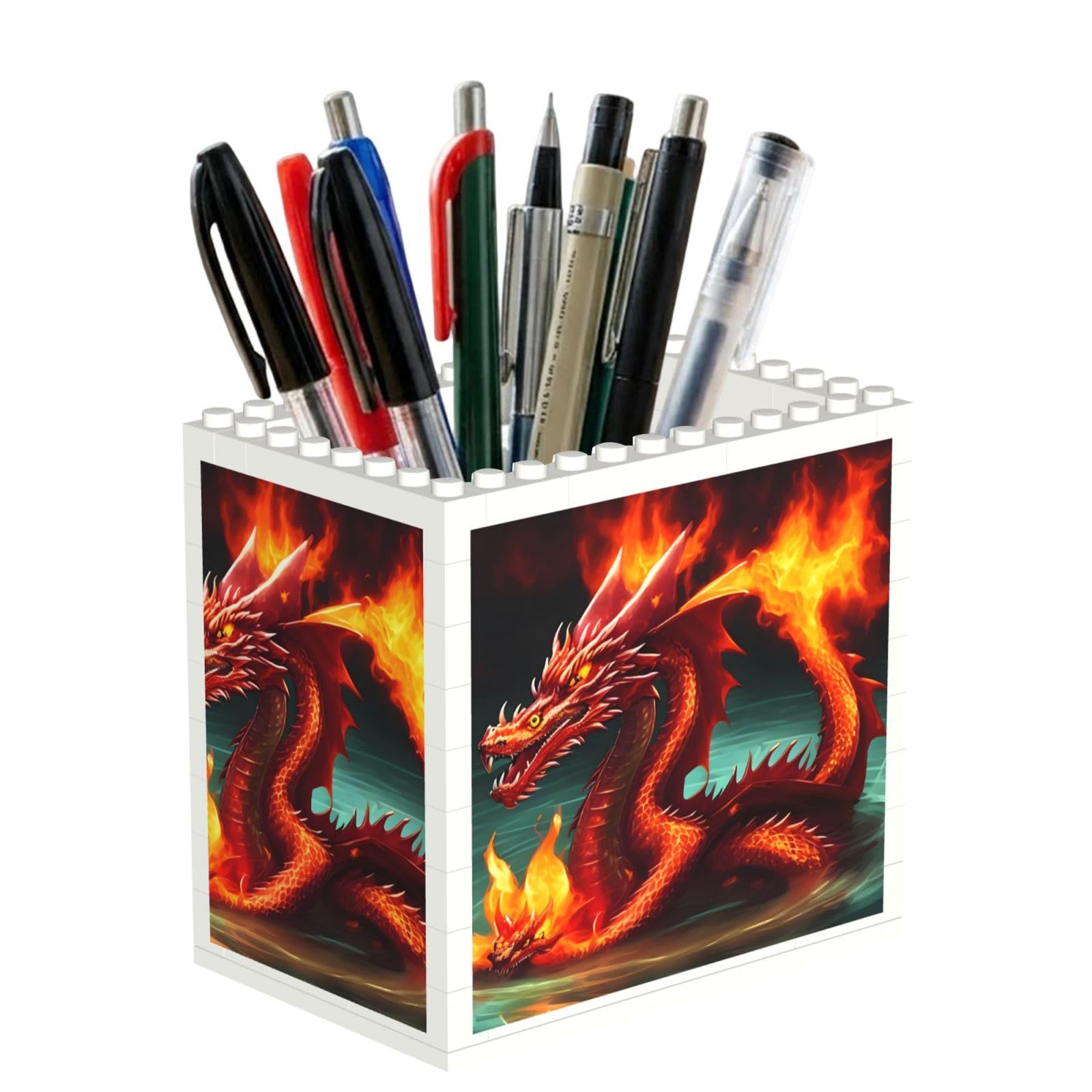 SXZVVBN Dragon King in Fire Building Block Desk Tidy ABS Organiser