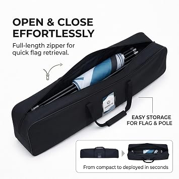 Heavy-Duty Oxford Color Guard Flag Pole Bag 121cm – Wide Handle Bag for 11ft 15ft 18ft Flags Poles