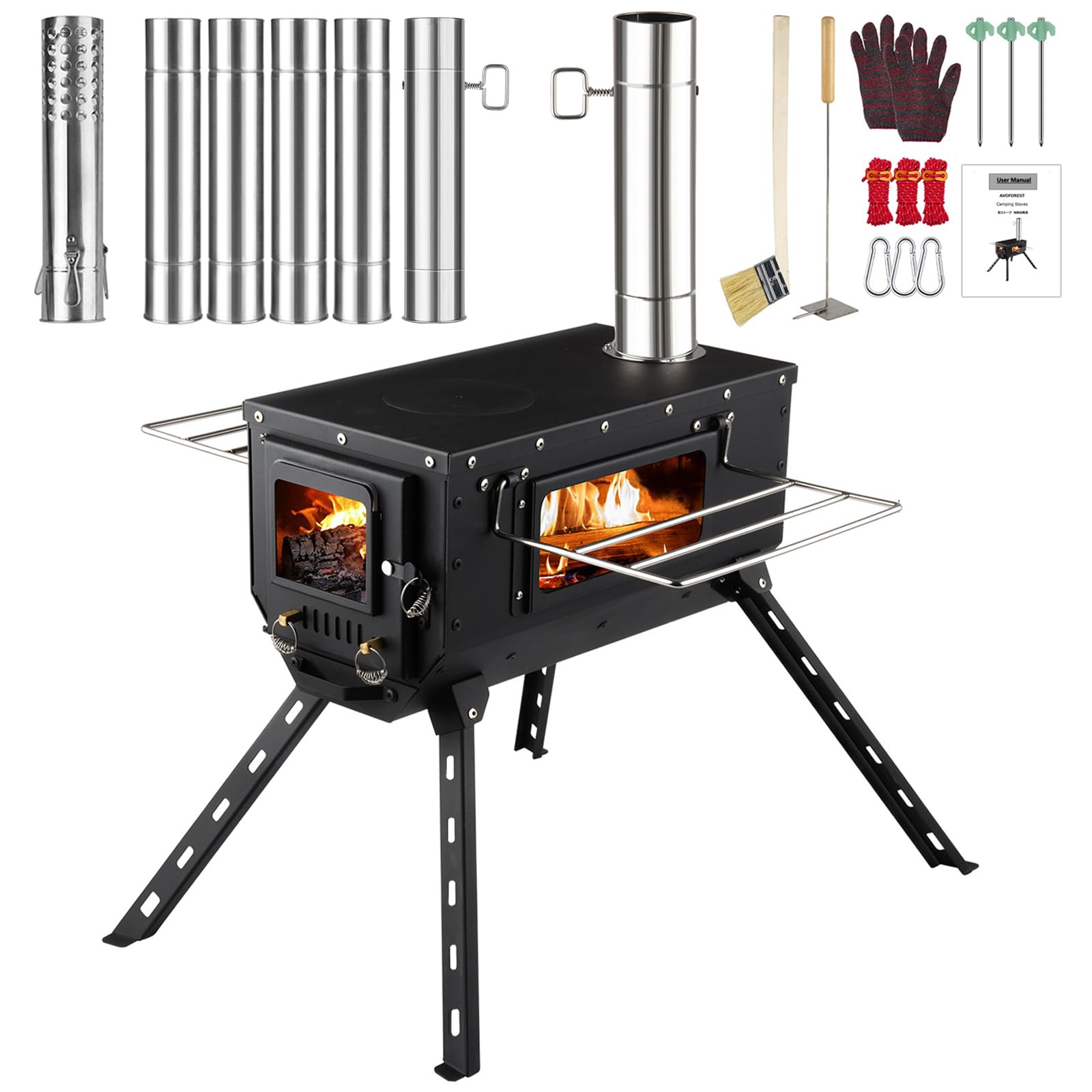 コンパクト薪ストーブ ブラック　HUNDRUP camping stove Amazon | 薪ストーブ HUNDRUP 【ハイスタイル設計】 ウッドストーブ 3