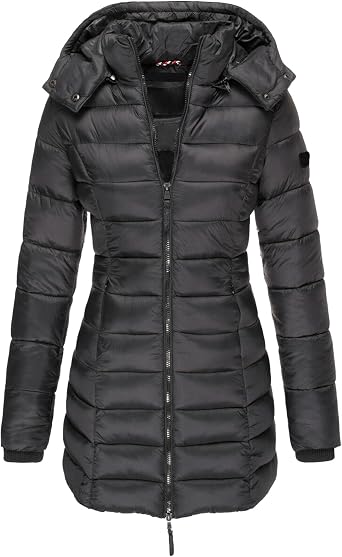 DGHM-JLMY 1/2 Pack Women Lightweight Mid Long Quilted Coat With Hood Hooded Winter Down Puffer Coat Slim Fit Down Coats