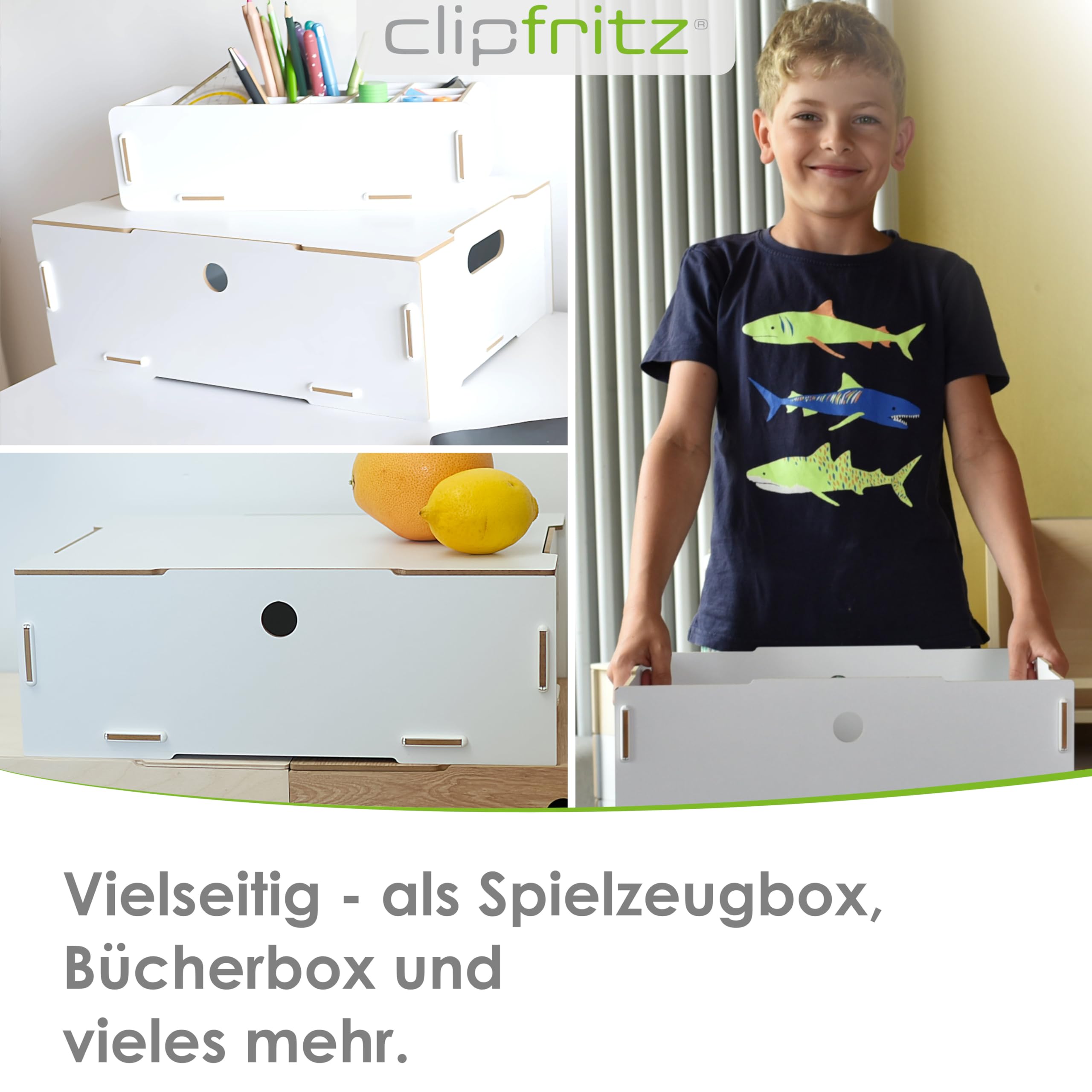 4er Set Aufbewahrungsbox mit Deckel Holzkiste stapelbar mit Griffe 39x29x14